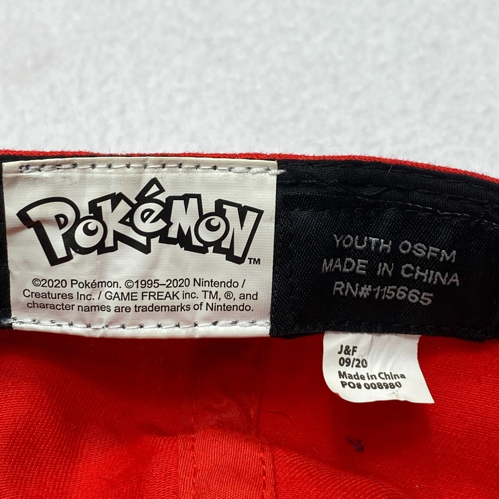 Nintendo Pokemon Hat Cap Snap Back Youth Red Pokeball - Picture 7 of 7